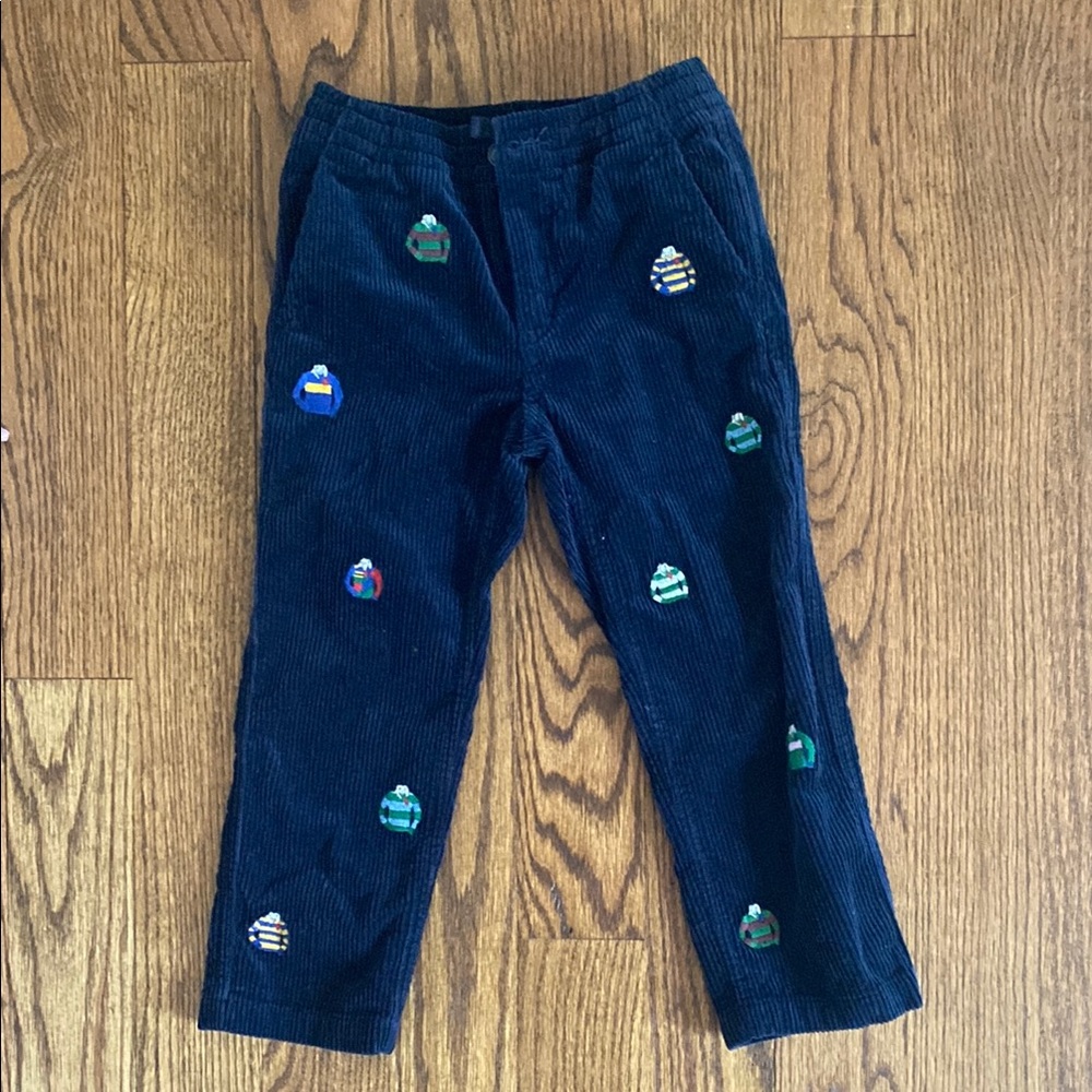 Polo Ralph Lauren Navy Corduroy Pants with Embroidered Accents